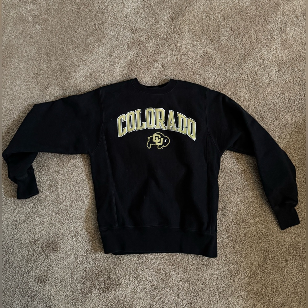 University of Colorado Champion Reverse Weave Black CU Colorado Vintage Crewneck